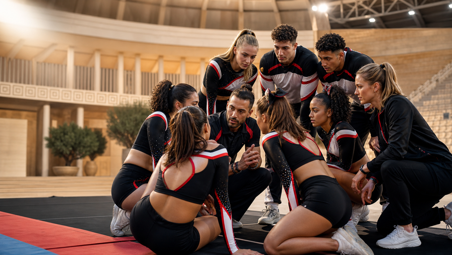 Cheer-Team in einer Arena als Illustration zum ICU World Cup 2026 in Athen