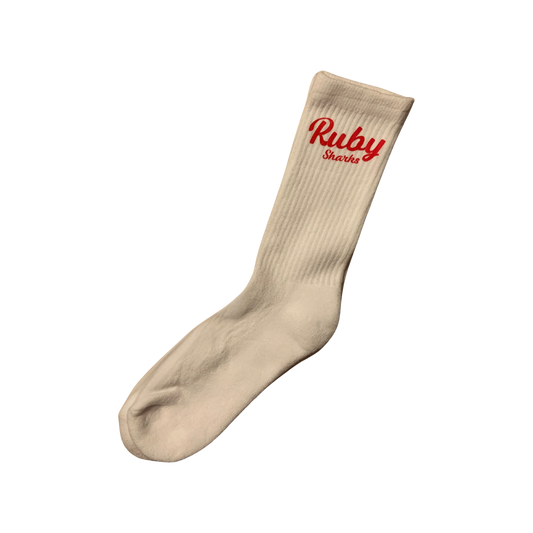 Ruby Sharks Socke – Weiß CHEER addicted!